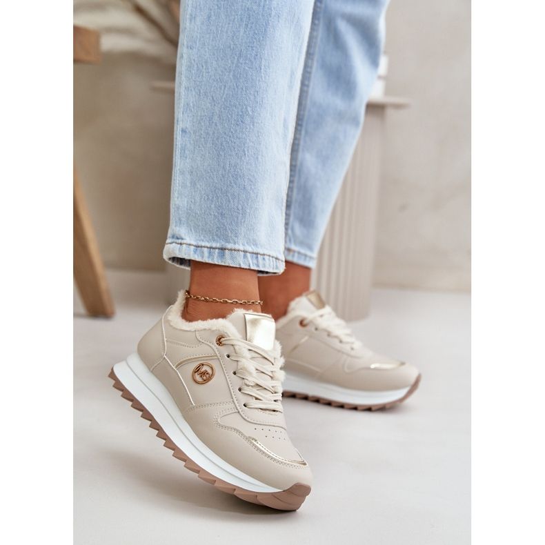 Women's Sports Shoes Fur Lined On A Platform Light Beige Lerisas 2 Women's Sports Shoes Fur Lined On A Platform Light Beige Lerisas 2