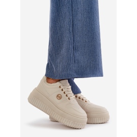 Sneakers Sports Shoes Women Insulated On A Massive Sole Beige Verissha 1