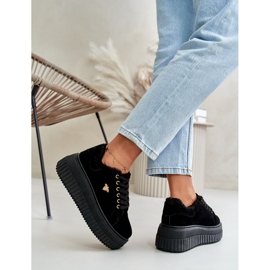 Women's Insulated Sneakers On A Massive Sole With A Gold Detail Black Lotira 2