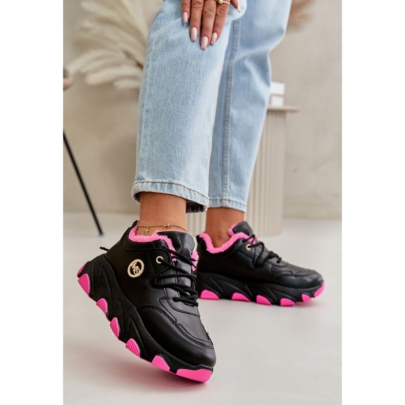 Insulated Women's Sports Shoes Laced On Platform Black Bialoa 2