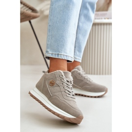 Insulated Leather Platform Sports Shoes Gray Adite grey 2