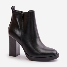 Insulated Women's Ankle Boots on a Heel Eco Leather Black Teresine 2
