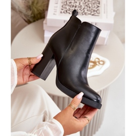 Insulated Women's Ankle Boots on a Heel Eco Leather Black Teresine 1