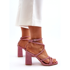 Women's sandals on the post pink stripes 3