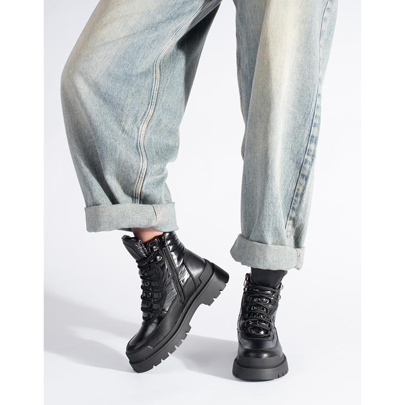 Black ankle boots with thick soles Sergio Leone 1