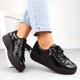 Rieker N2501-00 women's patent leather wedge shoes, black 2 Rieker N2501-00 women's patent leather wedge shoes, black 2