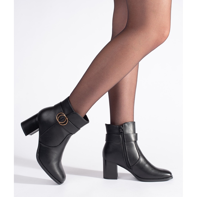 Black ankle boots with a square toe 2