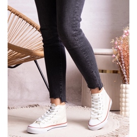 White high-top sneakers in shiny mesh by Ranifali 1