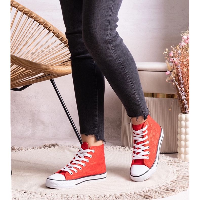 Red high-top sneakers with lace Bonifakima 1