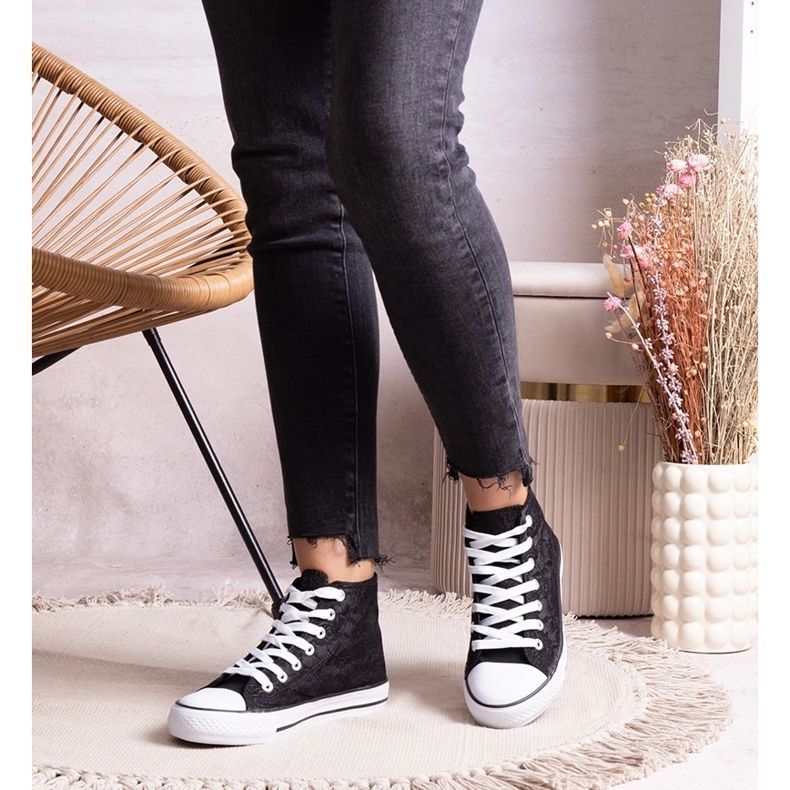 Black high top sneakers with lace Bonifakima 1 Black high top sneakers with lace Bonifakima 1