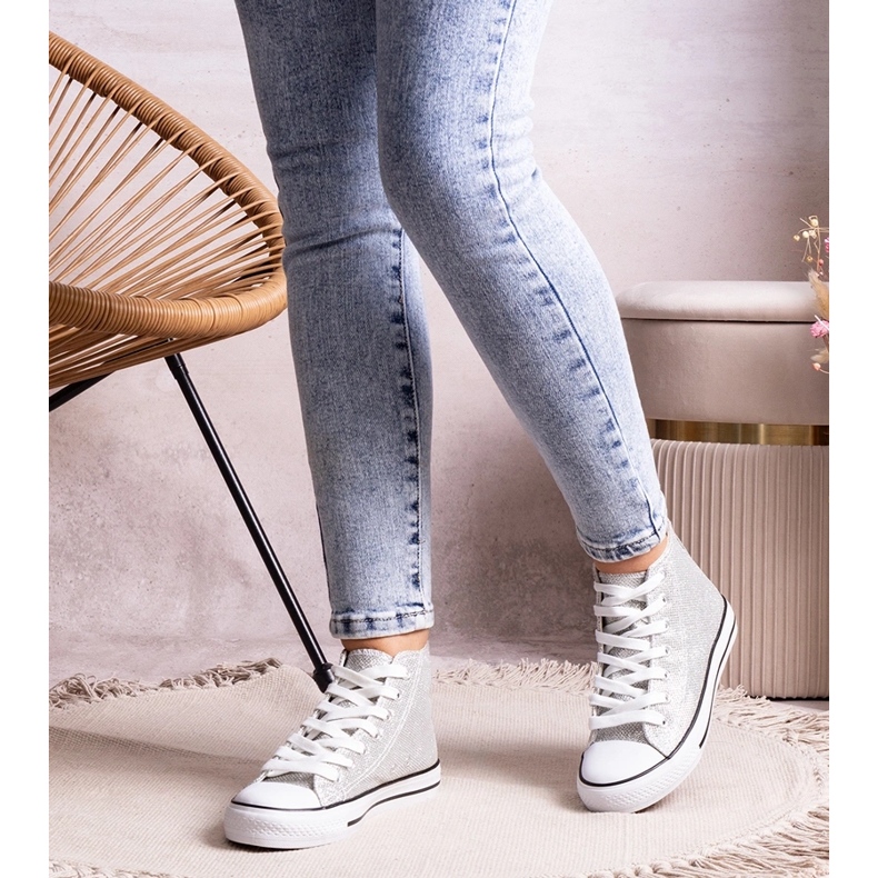 Silver high top shiny sneakers Ranifali 1