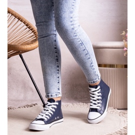 Navy blue high-top sneakers made of eco-leather by Bonifaca 1 Navy blue high-top sneakers made of eco-leather by Bonifaca 1