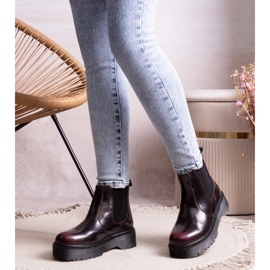 Burgundy platform ankle boots by Lessaya red 1