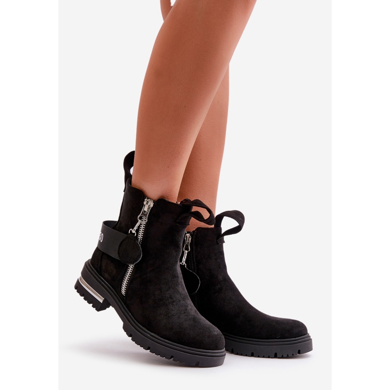 Women's warm boots with a zipper Black Calvaro 1