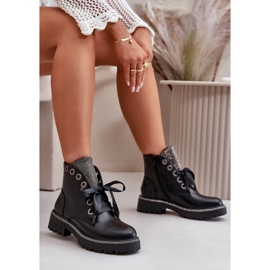Decorated Women's Ankle Boots Eco Leather Insulated Black Rilatha 2