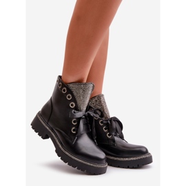 Decorated Women's Ankle Boots Eco Leather Insulated Black Rilatha 1