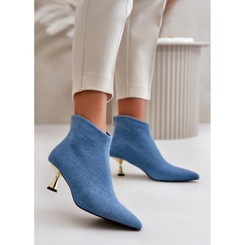 Women's Jeans Ankle Boots On A Stiletto Heel Blue Terlena 2 Women's Jeans Ankle Boots On A Stiletto Heel Blue Terlena 2