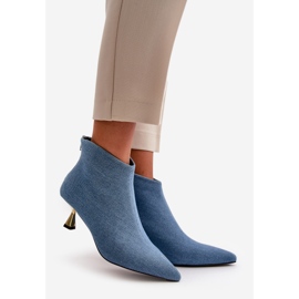 Women's Jeans Ankle Boots On A Stiletto Heel Blue Terlena 1 Women's Jeans Ankle Boots On A Stiletto Heel Blue Terlena 1