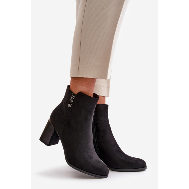 Insulated Eco Suede Women's Ankle Boots With Zipper Black Erillia 1