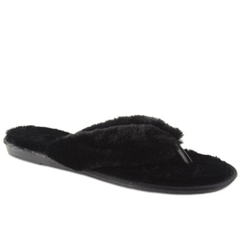 Black black flip-flops with fur 2
