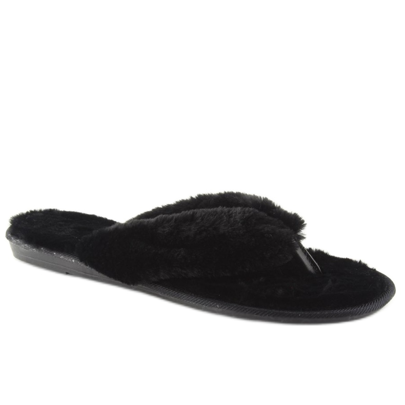 Black black flip-flops with fur 2