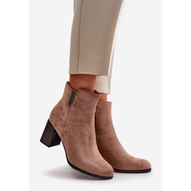 Insulated Eco Suede Women's Ankle Boots With Zipper Brown Erillia beige 1