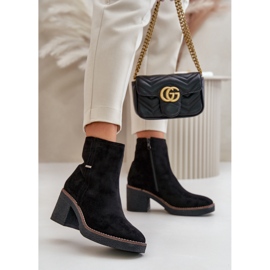 Women's Ankle Boots On The Heel Insulated Eco Suede Black Arkesia 2