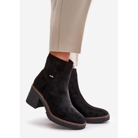 Women's Ankle Boots On The Heel Insulated Eco Suede Black Arkesia 1