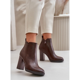 Insulated Women's Ankle Boots on a Heel Eco Leather Dark Brown Teresine 2