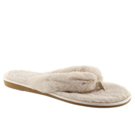 Flip-flops with beige beige fur 2