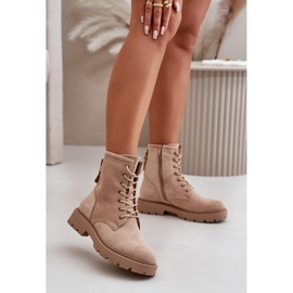 Women's Worker Ankle Boots Insulated Zipper Eco Suede Beige Mardia 2