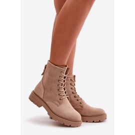 Women's Worker Ankle Boots Insulated Zipper Eco Suede Beige Mardia 1
