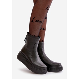 Zazoo 60369 Women's Leather Platform Ankle Boots Black 1