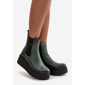 Zazoo 60498 Women's Platform Wedge Ankle Boots Dark Green 1