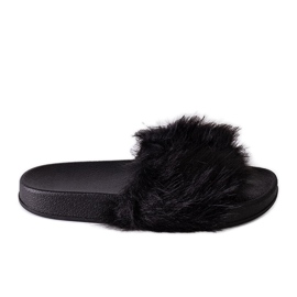 Black Candy fur flip flops 1