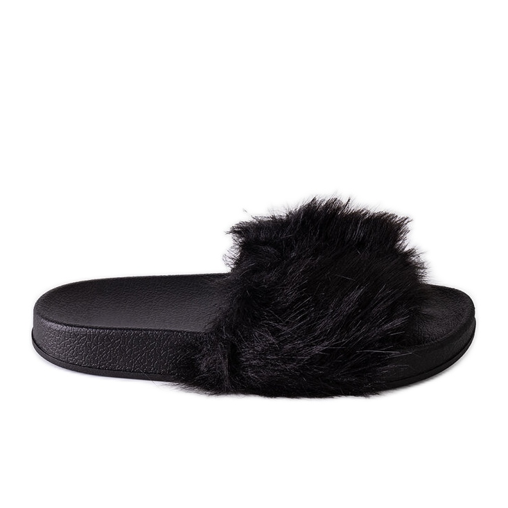 Black Candy fur flip flops 1