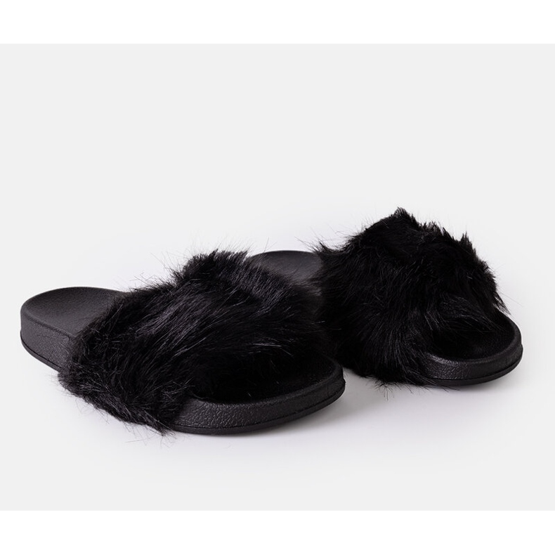 Black Candy fur flip flops 2