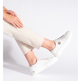 Goodin White leather sneakers with a thick sole 1