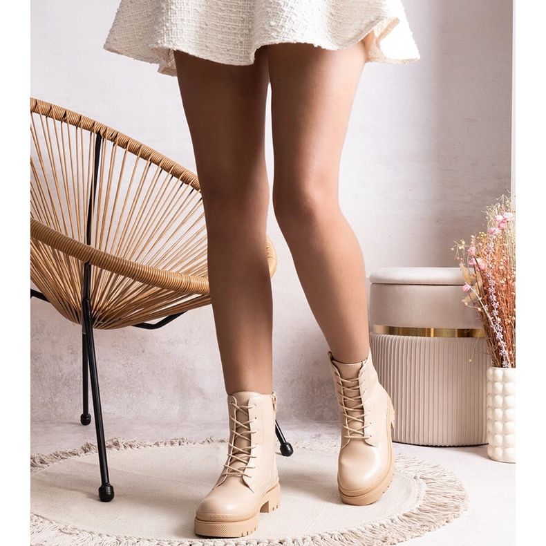 Beige insulated classic ankle boots by Edmund 2