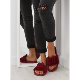 Slippers with fur and maroon ears red 2