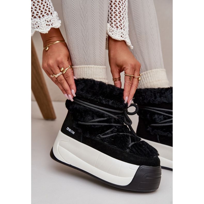 Women's Leather Snow Boots With Thick Sole And Fur Big Star OO274A206 Black 2 Women's Leather Snow Boots With Thick Sole And Fur Big Star OO274A206 Black 2