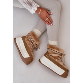 Women's Leather Snow Boots With Thick Sole And Fur Big Star OO274A207 Brown beige 2 Women's Leather Snow Boots With Thick Sole And Fur Big Star OO274A207 Brown beige 2