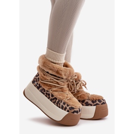 Women's Leather Snow Boots With Thick Sole And Fur Leopard Big Star OO274A208 Brown beige 1 Women's Leather Snow Boots With Thick Sole And Fur Leopard Big Star OO274A208 Brown beige 1