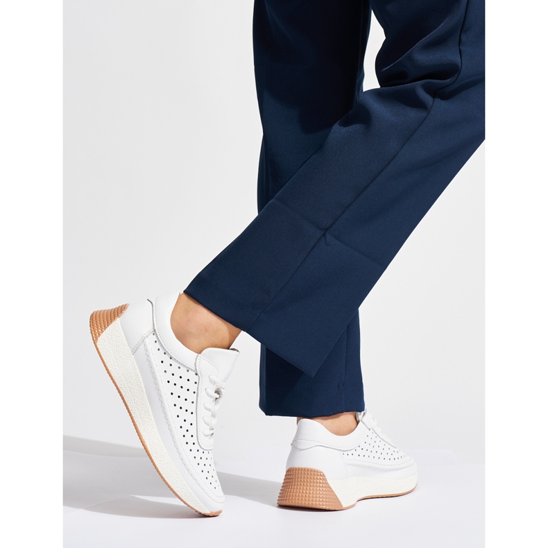 Leather openwork sports shoes white Sergio Leone 2