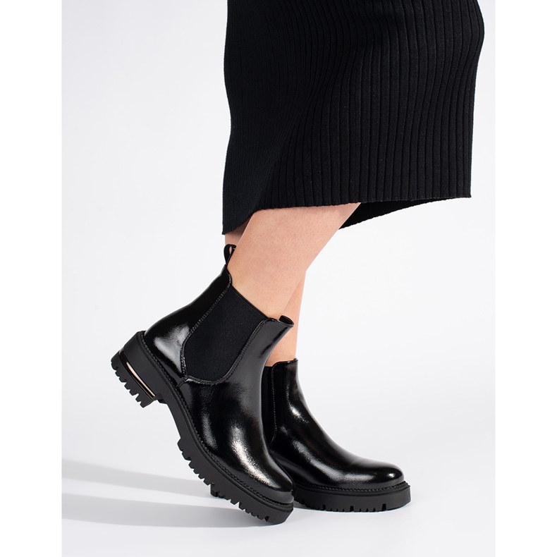 Patent leather women's Sergio Leone platform ankle boots black 1 Patent leather women's Sergio Leone platform ankle boots black 1