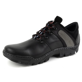 Olivier Men's leather trekking shoes 311GT black 1