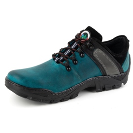 Olivier Men's 311GT Leather Hiking Shoes Turquoise green 2