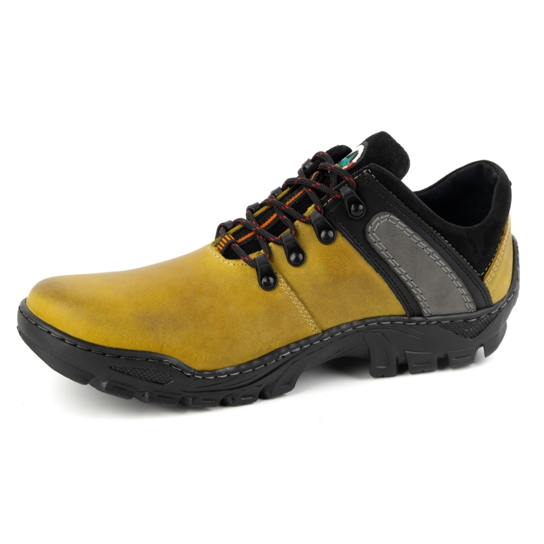 Olivier Men's leather trekking shoes 311GT yellow 1