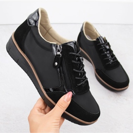 Women's leather wedge shoes black Vinceza 88001 1 Women's leather wedge shoes black Vinceza 88001 1