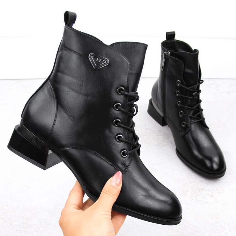 Women's ankle boots with heels, slightly insulated, black, Vinceza 58420 1